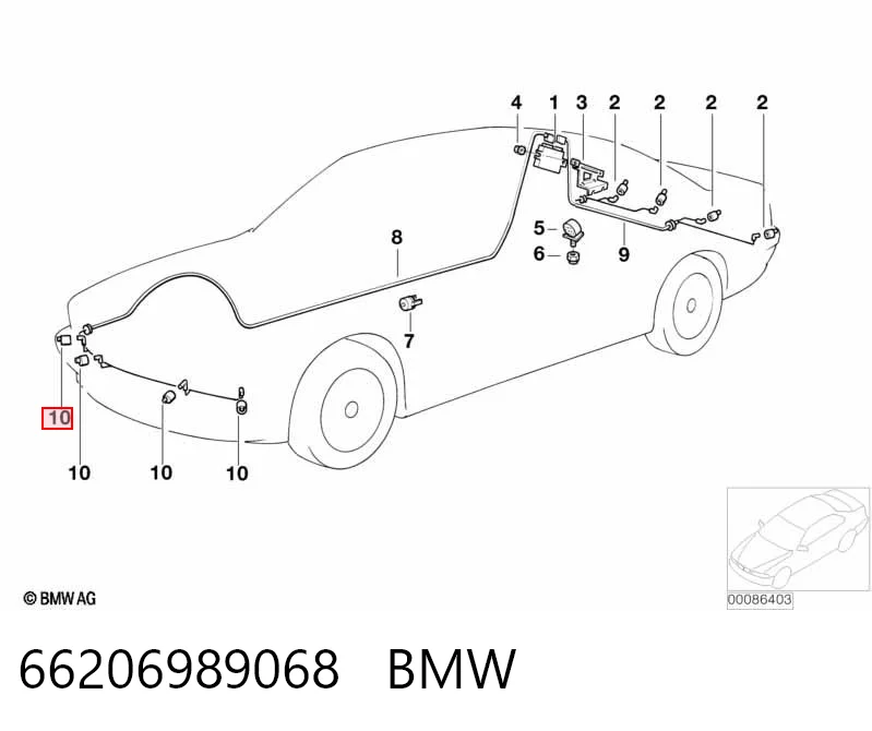 66206989068 BMW Sensor dianteiro de sinalização de estacionamento (sensor de estacionamento)