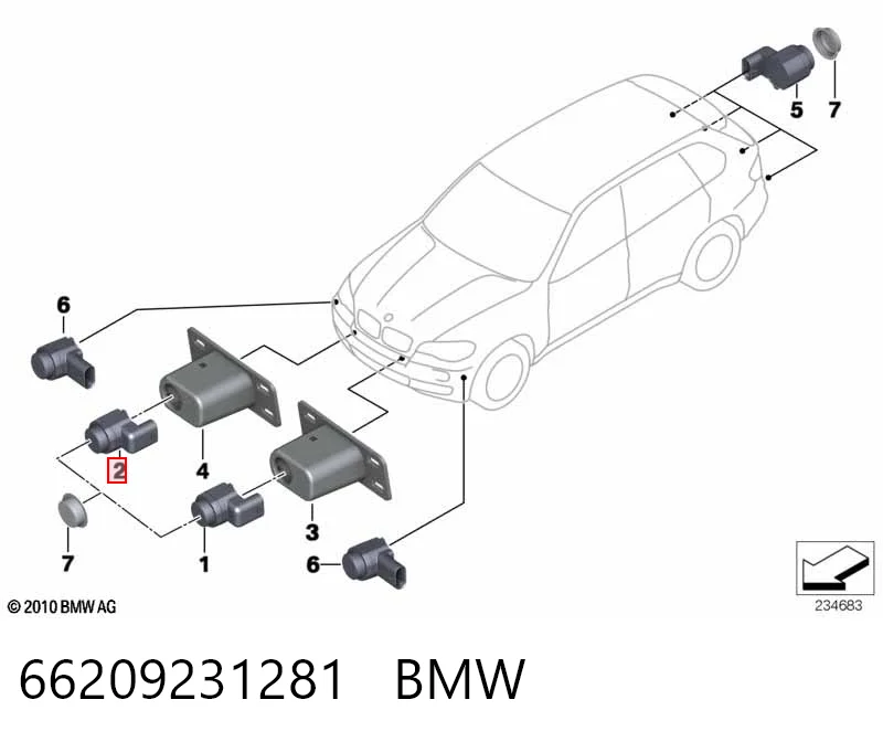 66209231281 BMW Sensor dianteiro de sinalização de estacionamento (sensor de estacionamento)