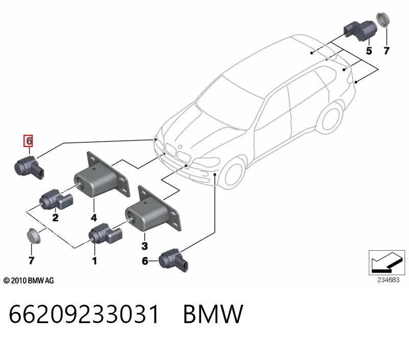 66209233031 BMW Sensor dianteiro de sinalização de estacionamento (sensor de estacionamento)