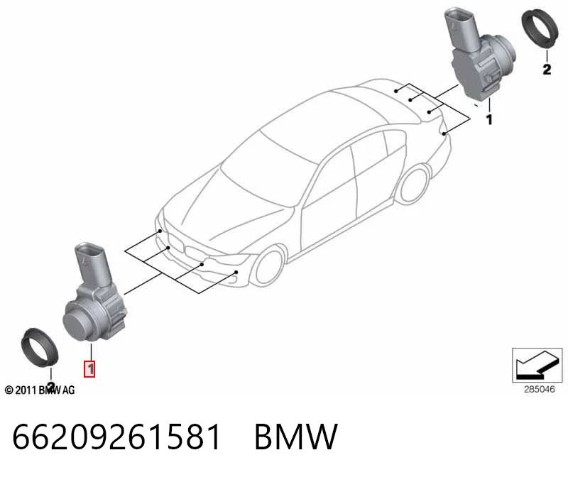 66209261581 BMW Sensor de sinalização de estacionamento (sensor de estacionamento) dianteiro/traseiro central