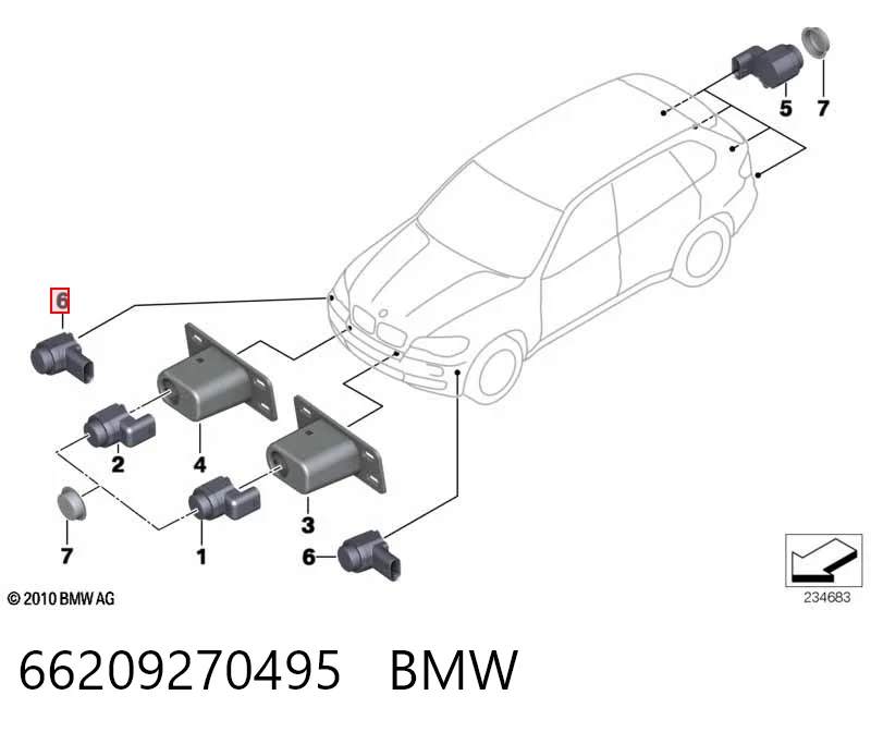 66209270495 BMW Sensor dianteiro de sinalização de estacionamento (sensor de estacionamento)