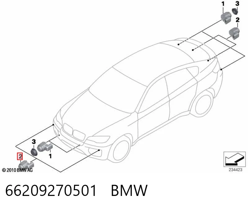 66209270501 BMW Sensor dianteiro lateral de sinalização de estacionamento (sensor de estacionamento)