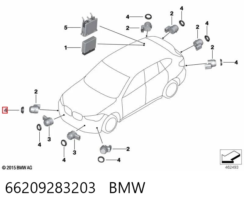 66209283203 BMW Consola dianteira lateral de sensor de estacionamento