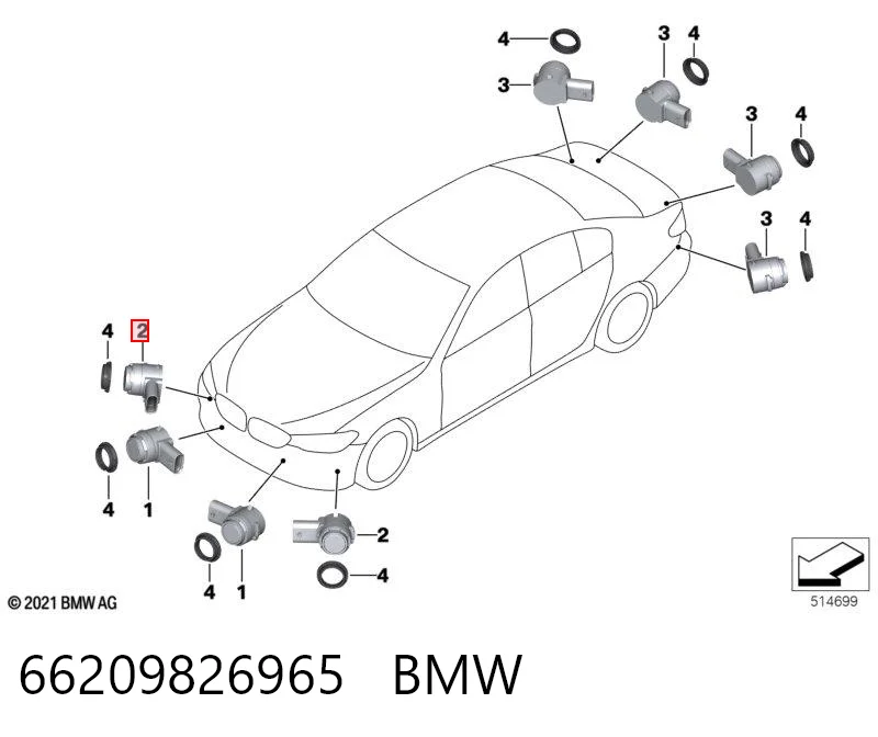 66209826965 BMW Sensor de estacionamento, kit de instalação