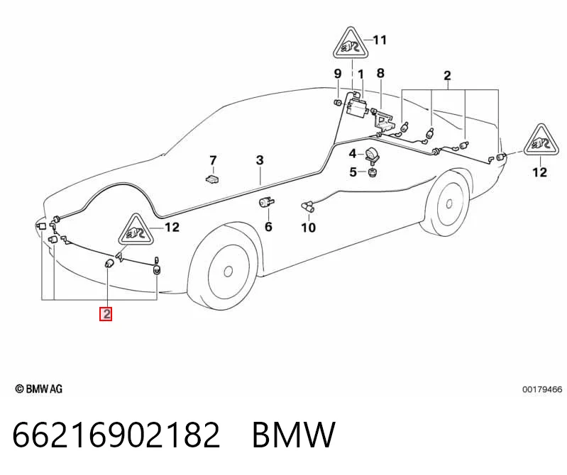 66216902182 BMW Sensor traseiro de sinalização de estacionamento (sensor de estacionamento)