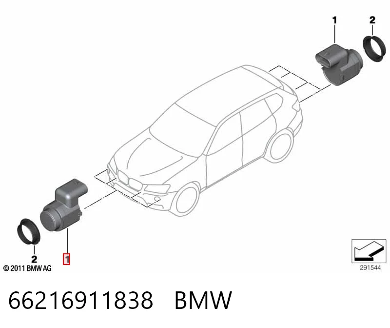 66216911838 BMW Sensor de sinalização de estacionamento (sensor de estacionamento) dianteiro/traseiro central