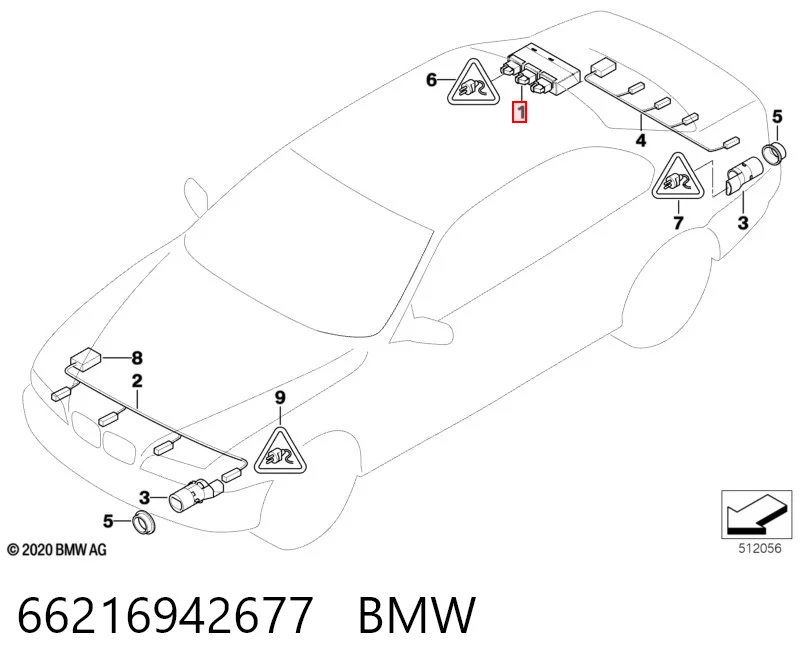 66216942677 BMW Módulo de direção (Centralina eletrônica) de sensor de estacionamento