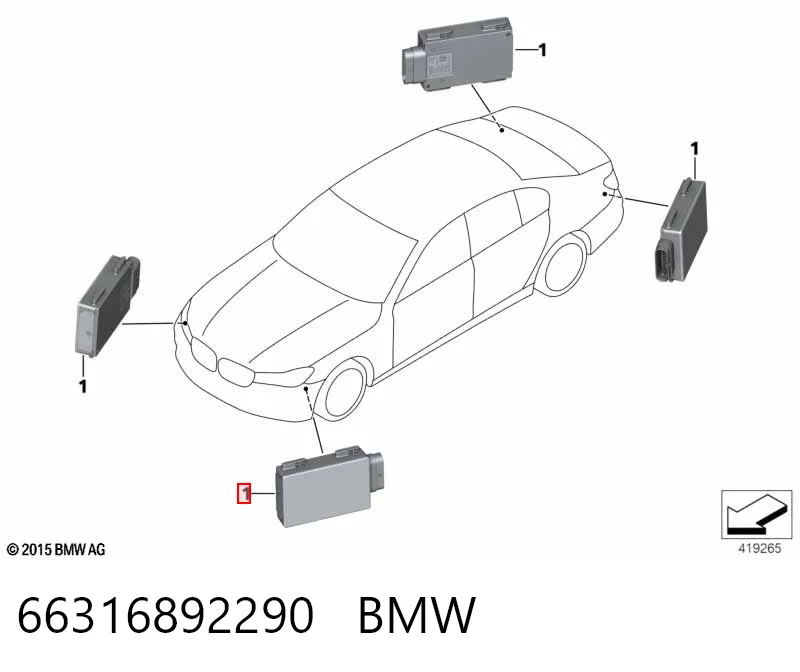 5A6DB55 BMW Sensor traseiro de controlo da zona morta