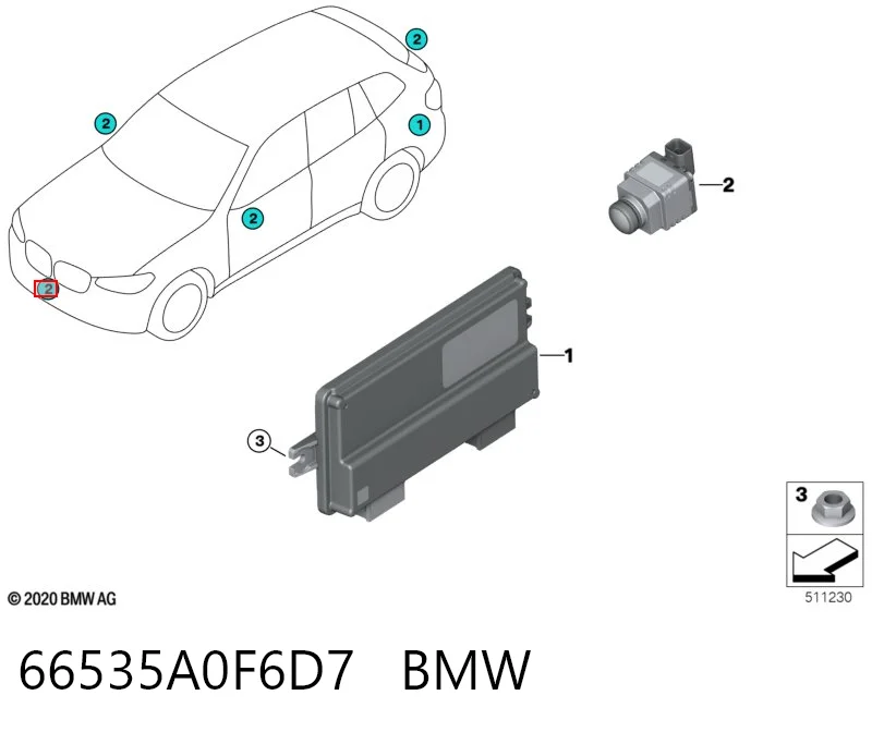 66535A0F6D7 BMW Câmara do sistema para asseguramento de visibilidade
