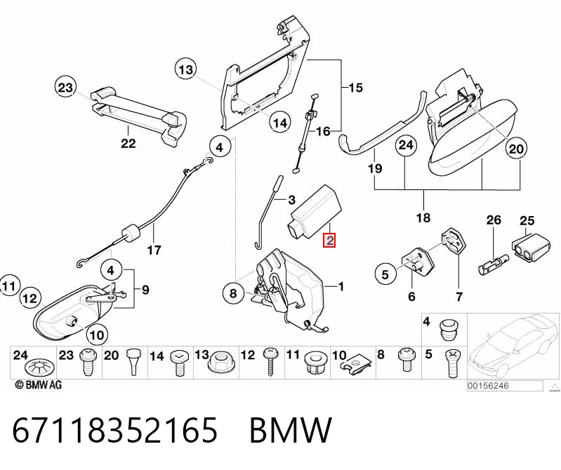 67118352165 BMW Motor acionador de abertura/fechamento da porta dianteira