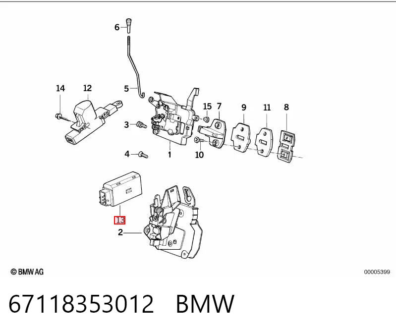 67118353012 BMW Motor acionador de abertura/fechamento da porta dianteira
