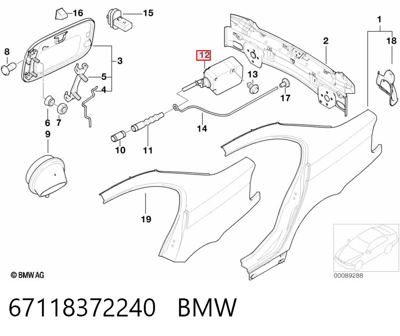 67118372240 BMW Fecho de abertura do alcapão do tanque de combustível