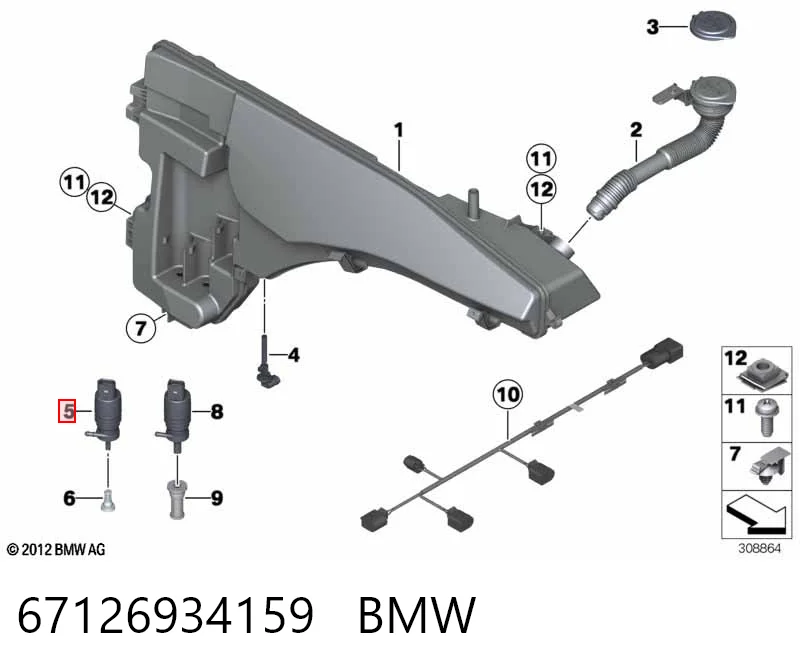 67126934159 BMW Bomba de motor de fluido para lavador de vidro dianteiro