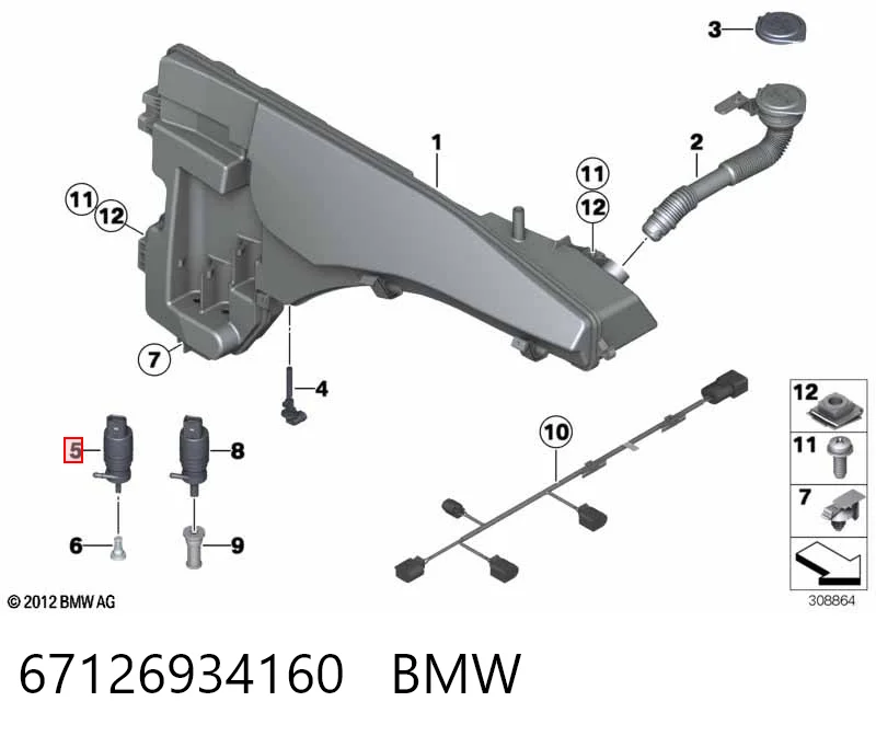 67126934160 BMW Bomba de motor de fluido para lavador de vidro dianteiro