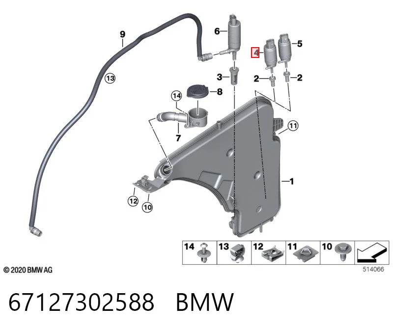 67127302588 BMW Bomba de motor de fluido para lavador de vidro dianteiro