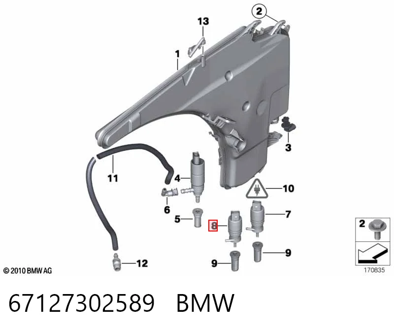 Bomba de motor de fluido para lavador de vidro dianteiro BMW 67127302589 preço, a partir de 12,27 USD