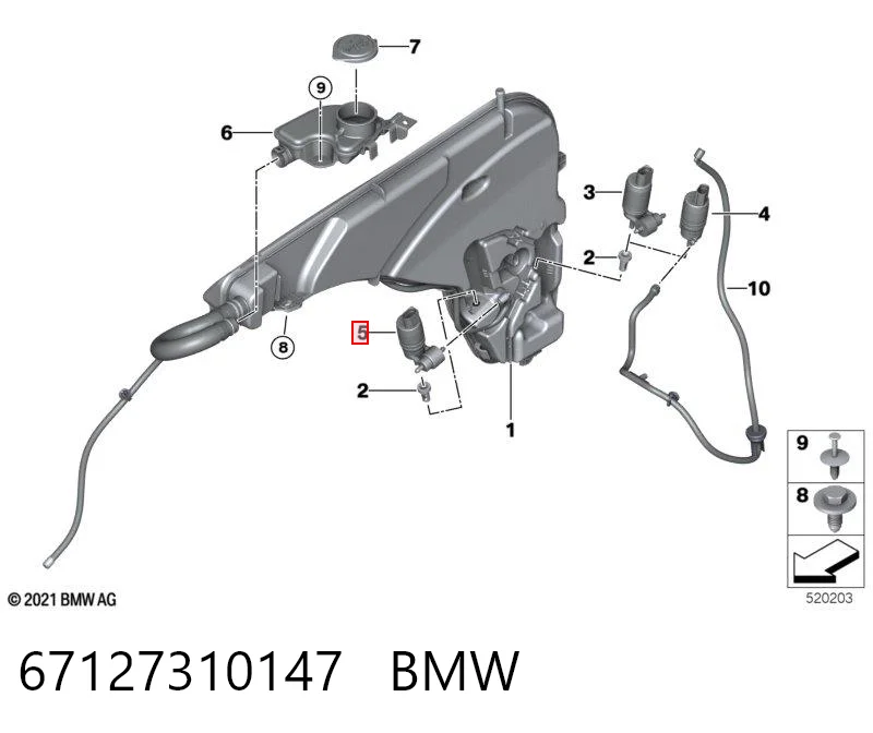 67127310147 BMW Bomba de motor de fluido para lavador de vidro dianteiro