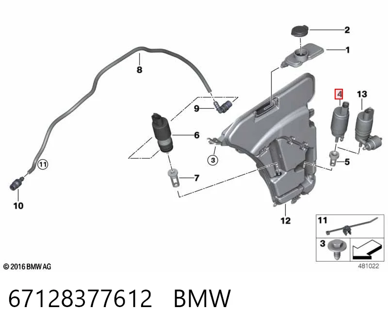 67128377612 BMW Bomba de motor de fluido para lavador de vidro dianteiro