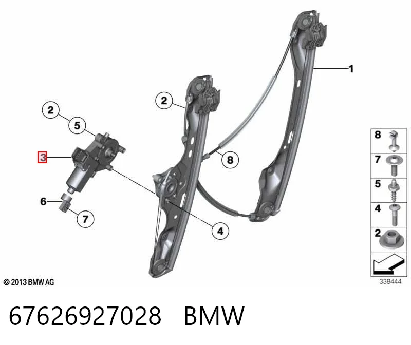 67626927028 BMW Motor de acionamento de vidro da porta dianteira direita