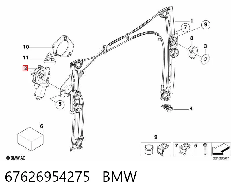 67626954275 BMW Motor de acionamento de vidro da porta dianteira esquerda