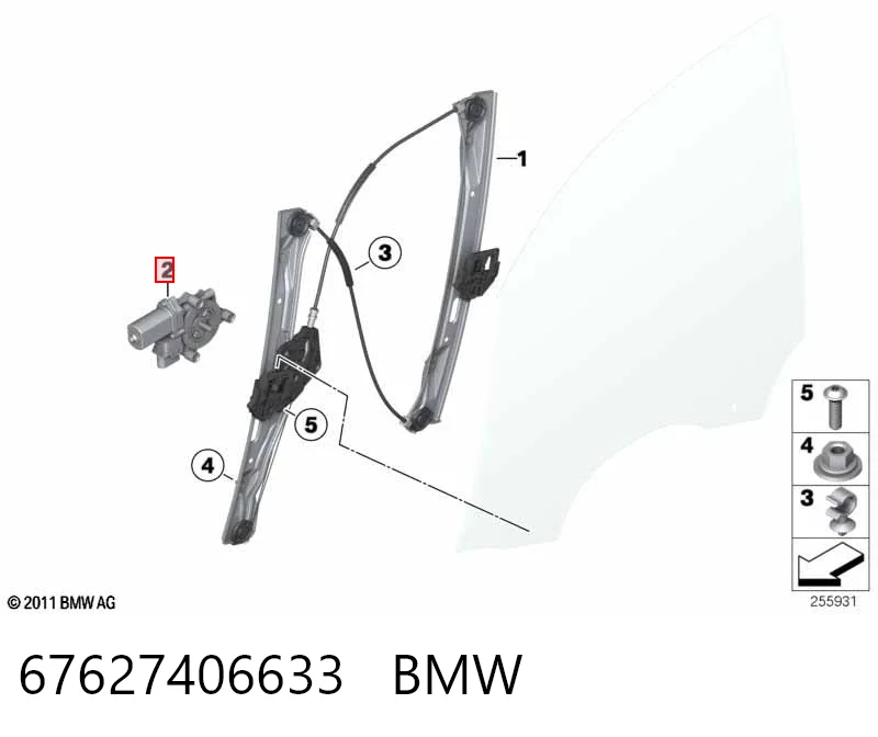 67627406633 BMW Motor de acionamento de vidro da porta dianteira esquerda
