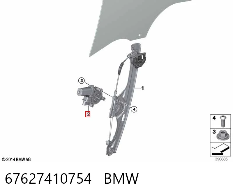Mecanismo de acionamento de vidro da porta dianteira direita para BMW 2 Gran Tourer F46