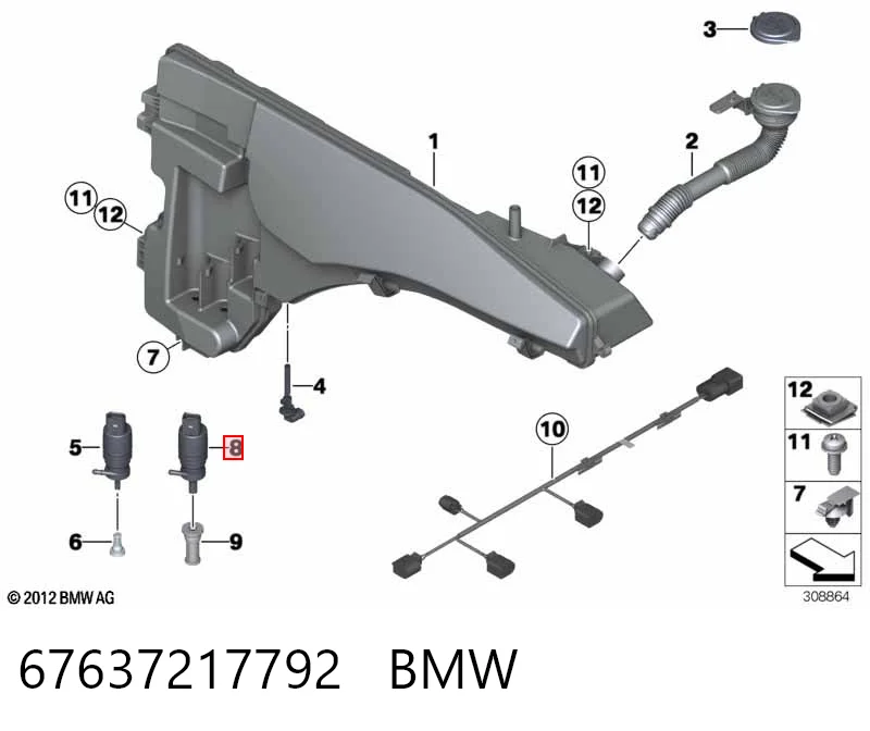 67637217792 BMW Bomba do motor de fluido para lavador das luzes