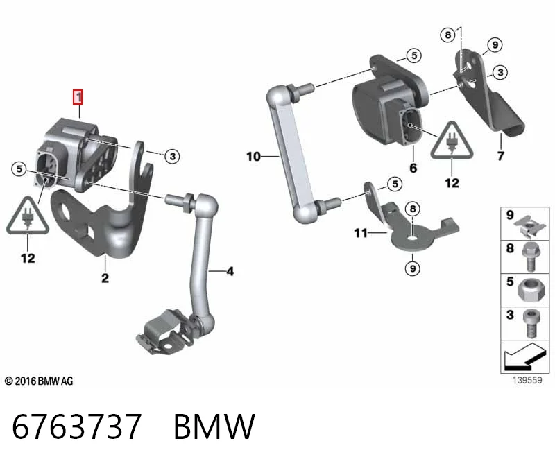 6763737 BMW Sensor traseiro do nível de posição de carroçaria