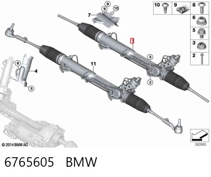 6765605 BMW Cremalheira da direção