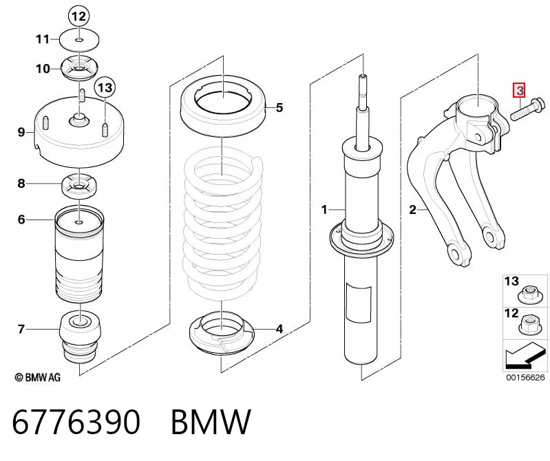 6776390 BMW Rolamento de suporte do amortecedor dianteiro