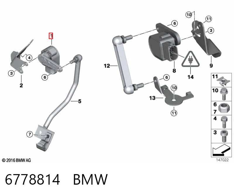 6778814 BMW Sensor dianteiro do nível de posição de carroçaria