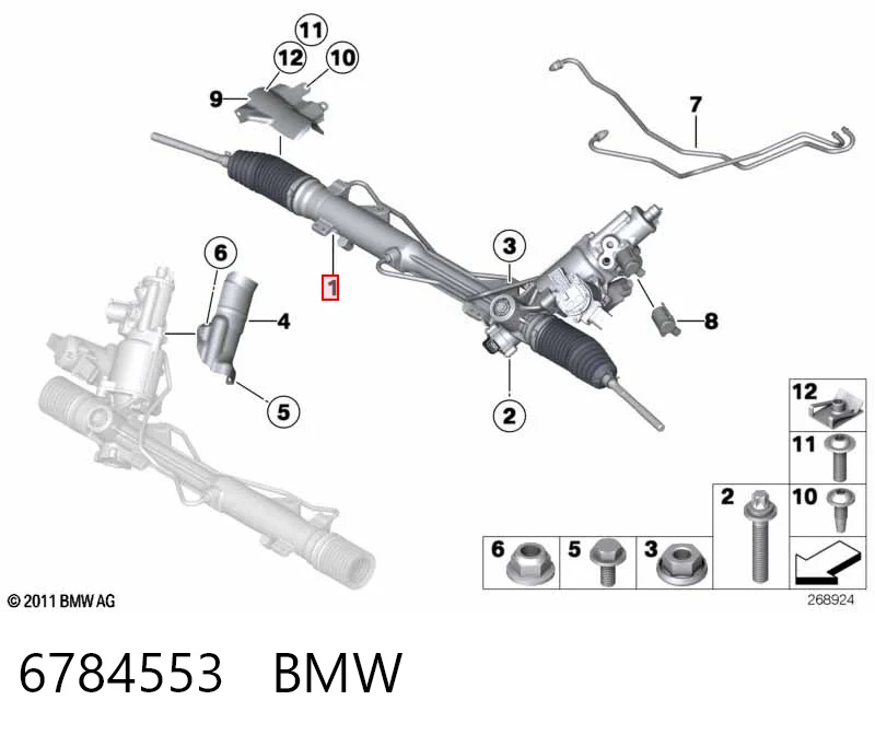 6784553 BMW Cremalheira da direção