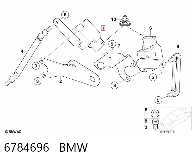 6784696 BMW Sensor dianteiro direito do nível de posição de carroçaria