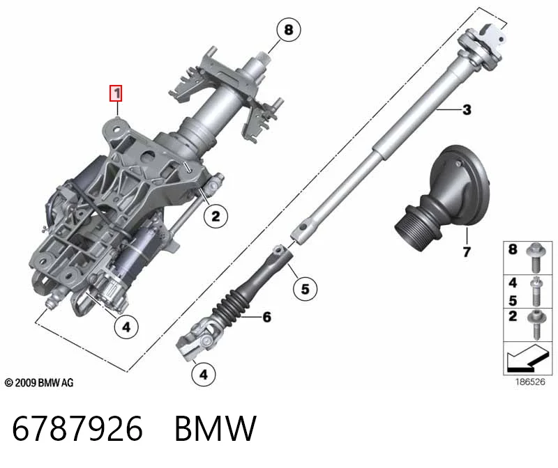 Coluna da direção para BMW 7  F01, F02, F03, F04