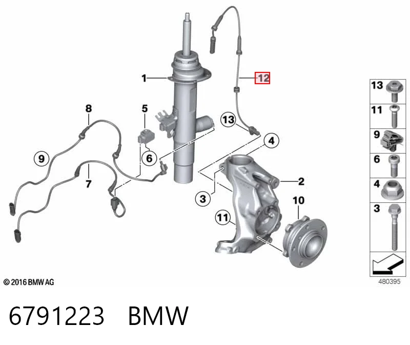 6791223 BMW Sensor dianteiro de ABS