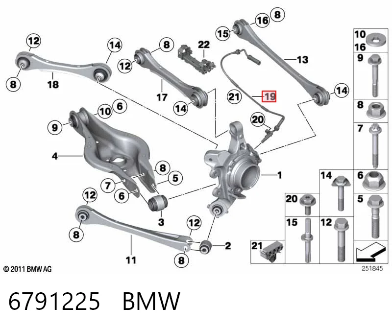 6791225 BMW Sensor ABS traseiro