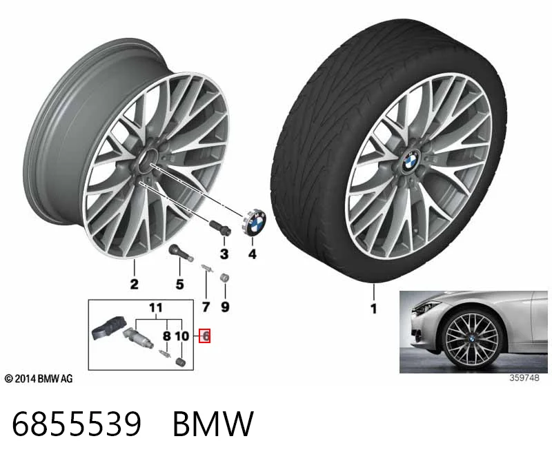 6855539 BMW Sensor de pressão de ar nos pneus