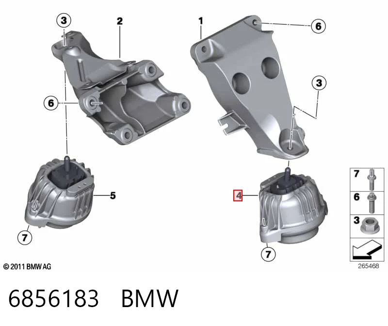 6856183 BMW Coxim (suporte) esquerdo de motor