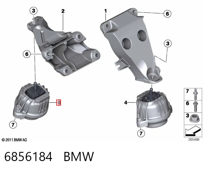 6856184 BMW Coxim (suporte) direito de motor
