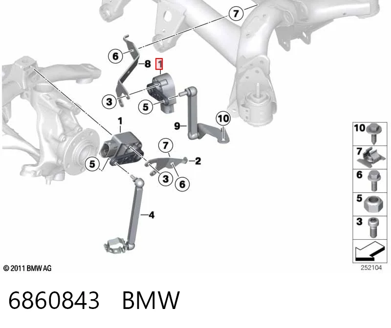 6860843 BMW Sensor traseiro do nível de posição de carroçaria
