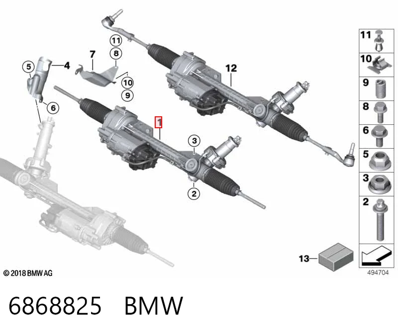 6868825 BMW Cremalheira da direção