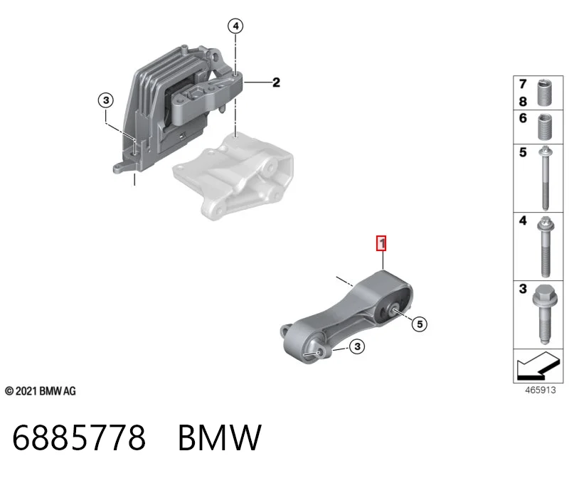 6885778 BMW Coxim (suporte) traseiro de motor