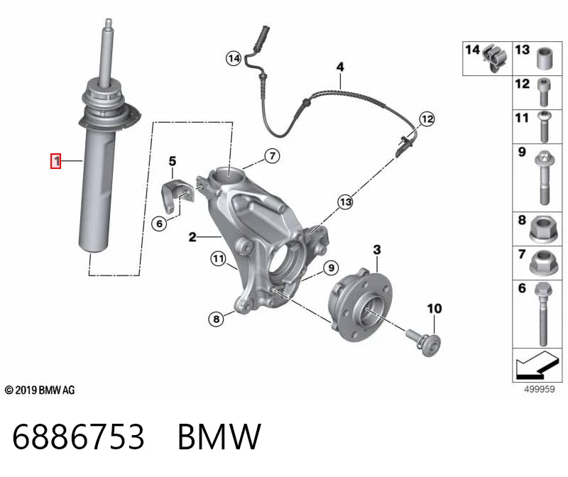 6886753 BMW Amortecedor dianteiro esquerdo