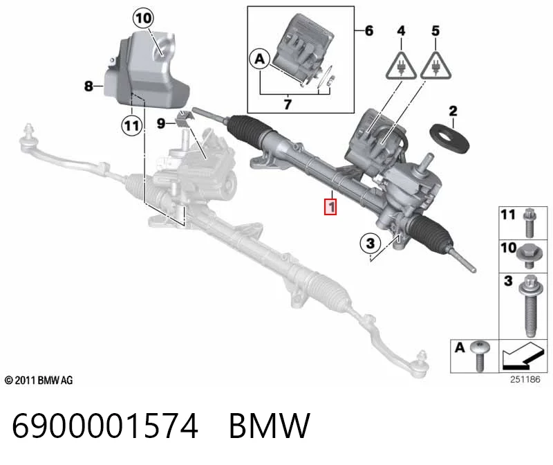 6900001574 BMW Cremalheira da direção