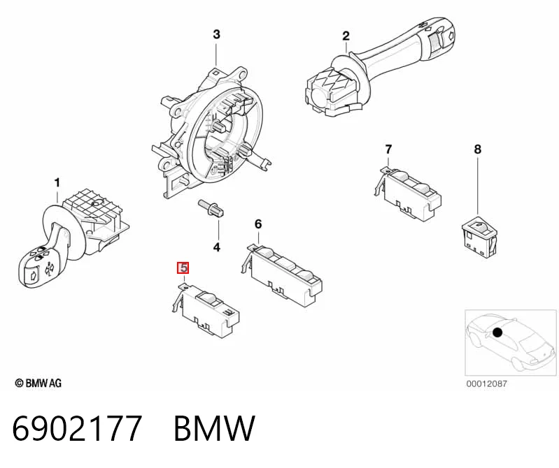6902177 BMW Botão dianteiro esquerdo de ativação de motor de acionamento de vidro