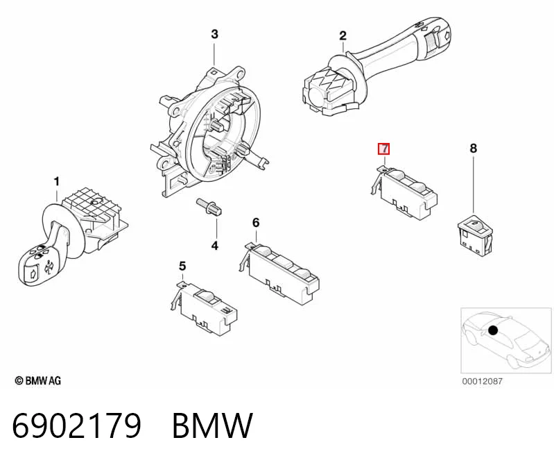 6902179 BMW Botão dianteiro direito de ativação de motor de acionamento de vidro