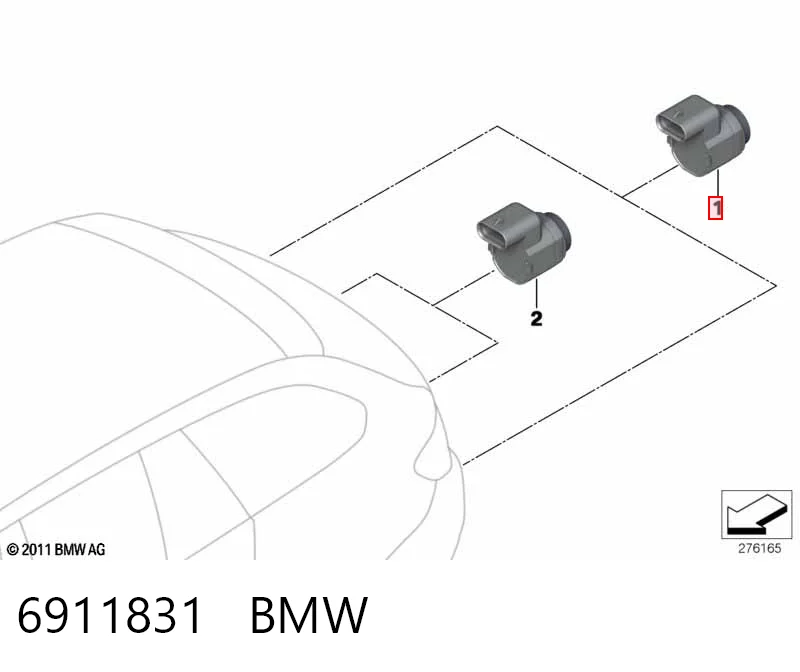 6911831 BMW Sensor traseiro de sinalização de estacionamento (sensor de estacionamento)