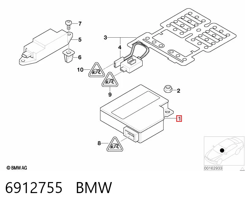 6912755 Mercedes Módulo processador de controlo da bolsa de ar (Centralina eletrônica AIRBAG)