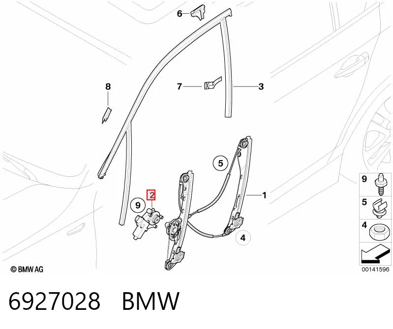 6927028 BMW Motor de acionamento de vidro da porta dianteira direita