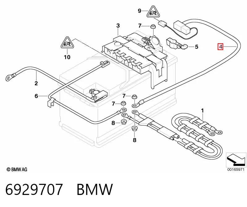 6929707 BMW Cabo de borne positivo de bateria recarregável (PILHA)